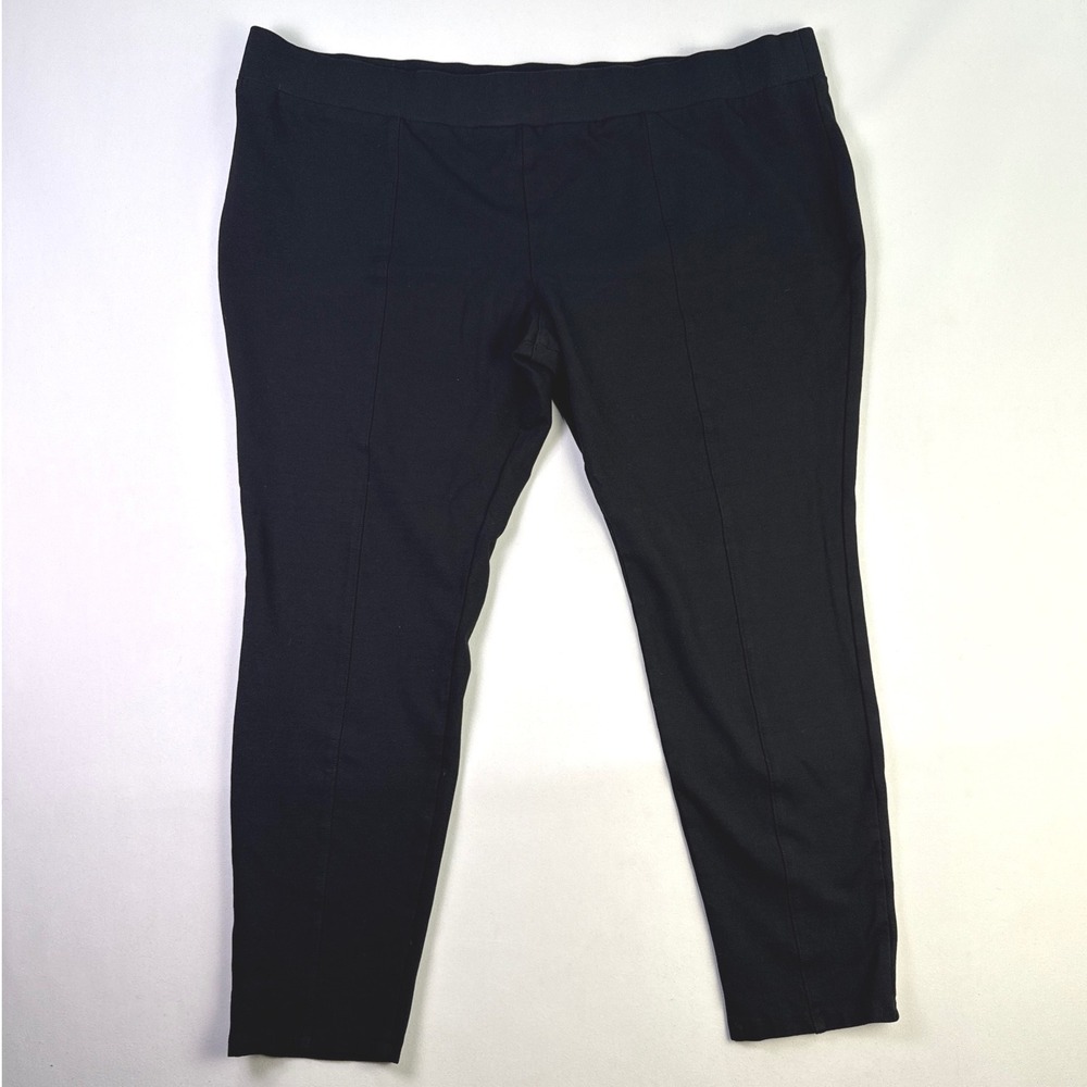 Ava & Viv Black Pintuck Front Ponte Skinny Pants Plus Size 3X High Rise Stretch